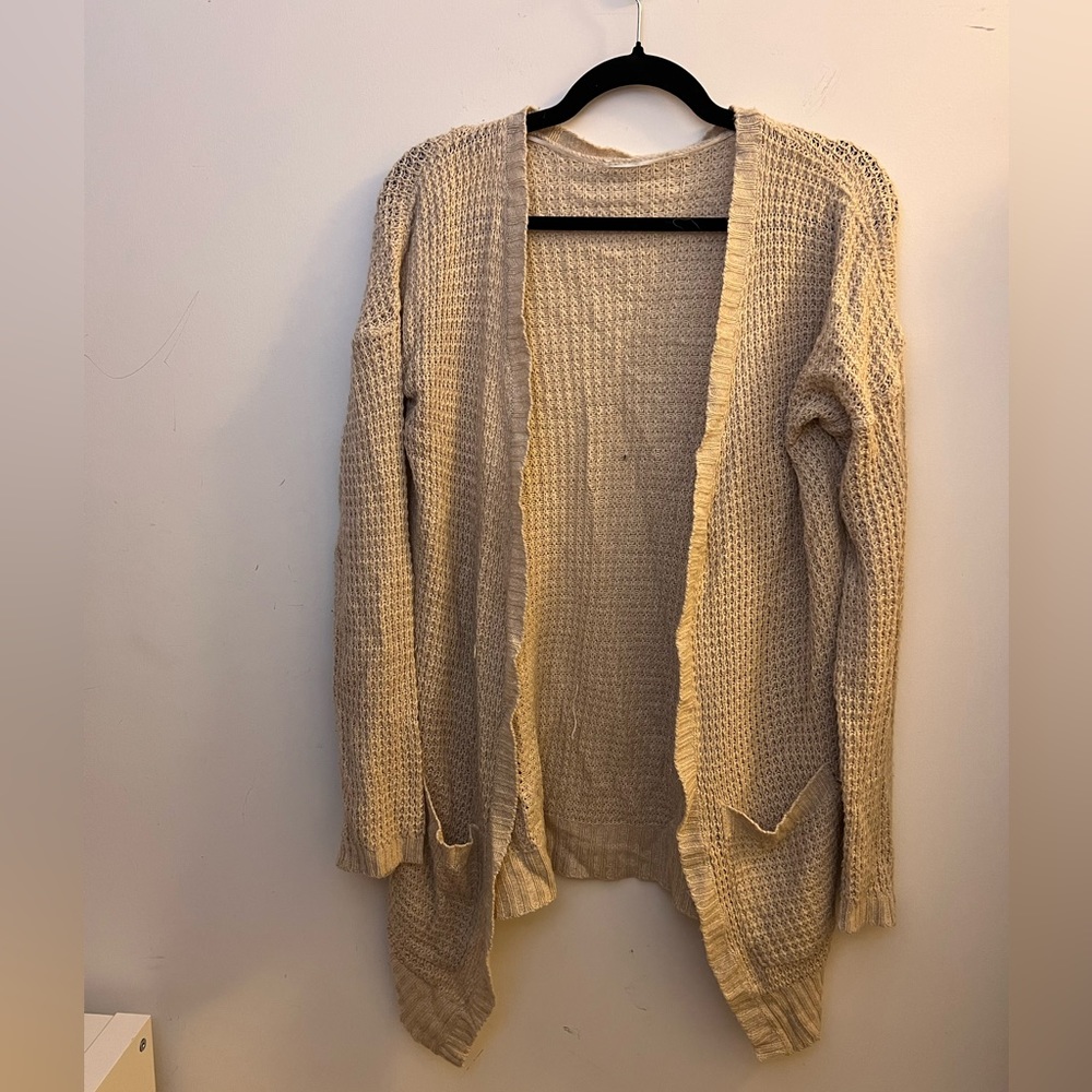 Cream Waffle Print Cardigan
